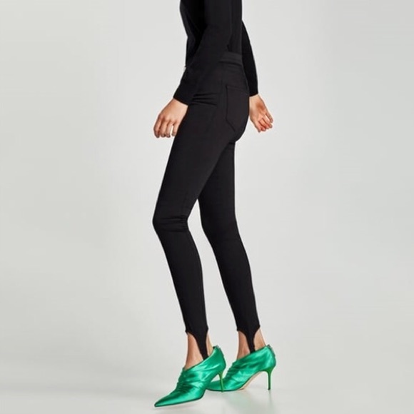 Zara Pants \u0026 Jumpsuits | Zara High Waisted Leggings With Black Fuseau |  Poshmark